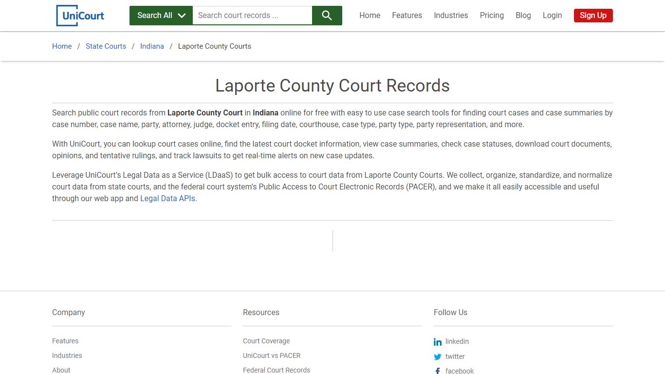 Laporte County Court Records | Indiana | UniCourt