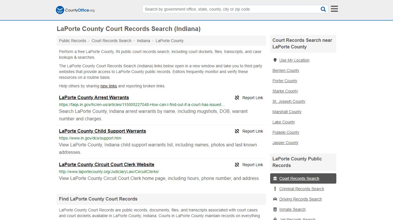 LaPorte County Court Records Search (Indiana) - County Office