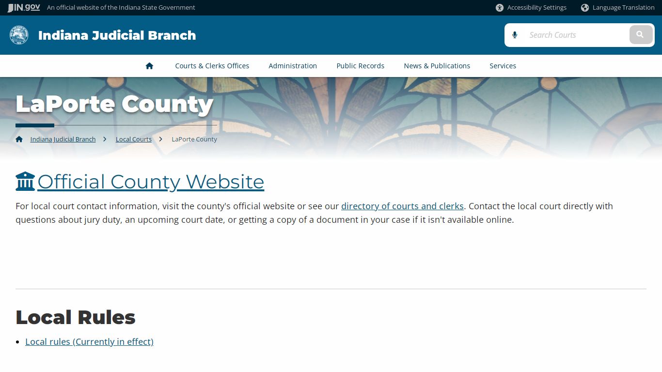 Indiana Judicial Branch: LaPorte County - Courts