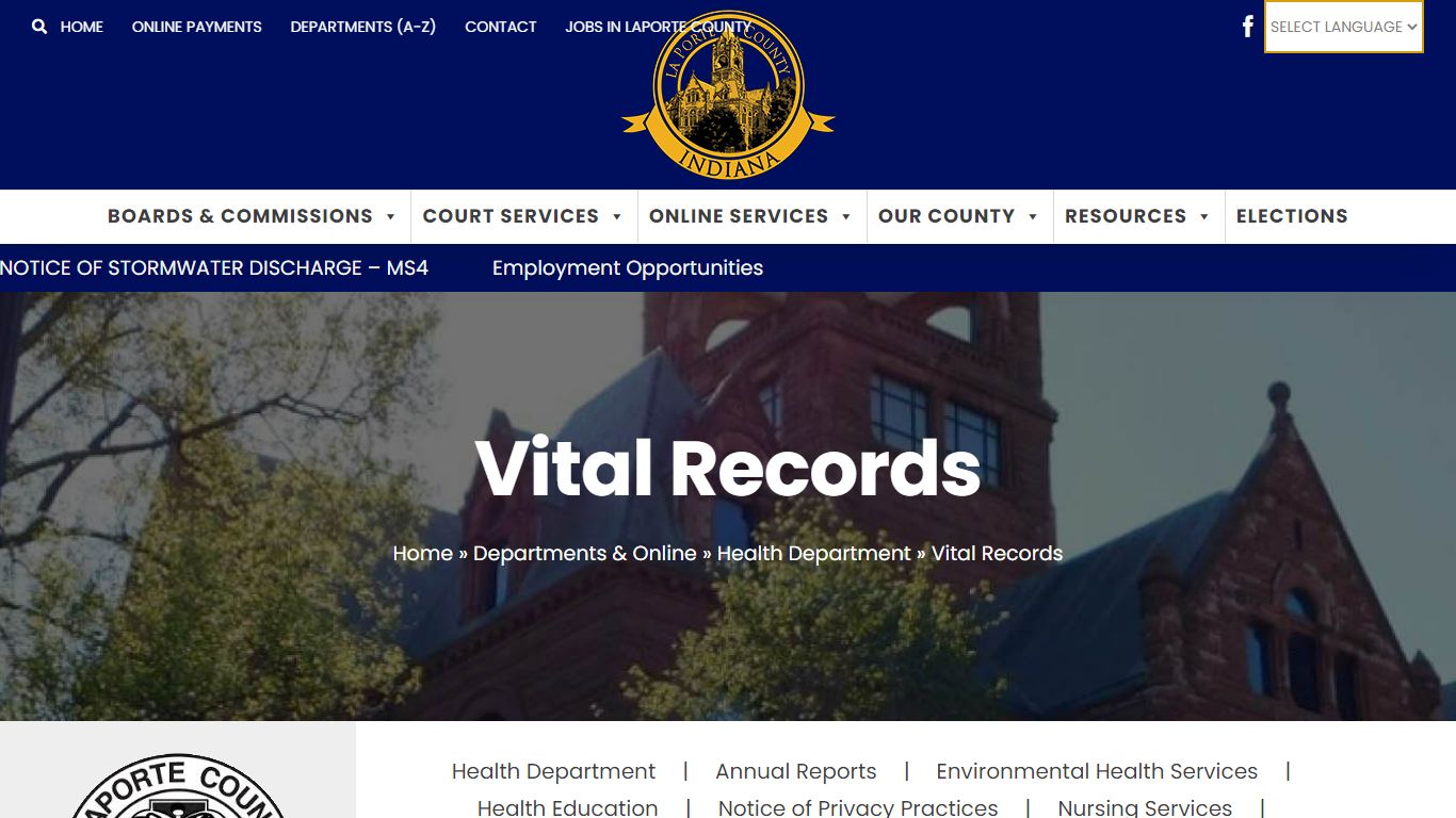 Vital Records - LPC - La Porte County, Indiana